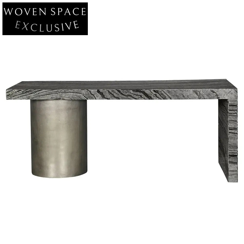 Elegant Italian Natural Marble Rectangle Top Stainless Steel Dining Table