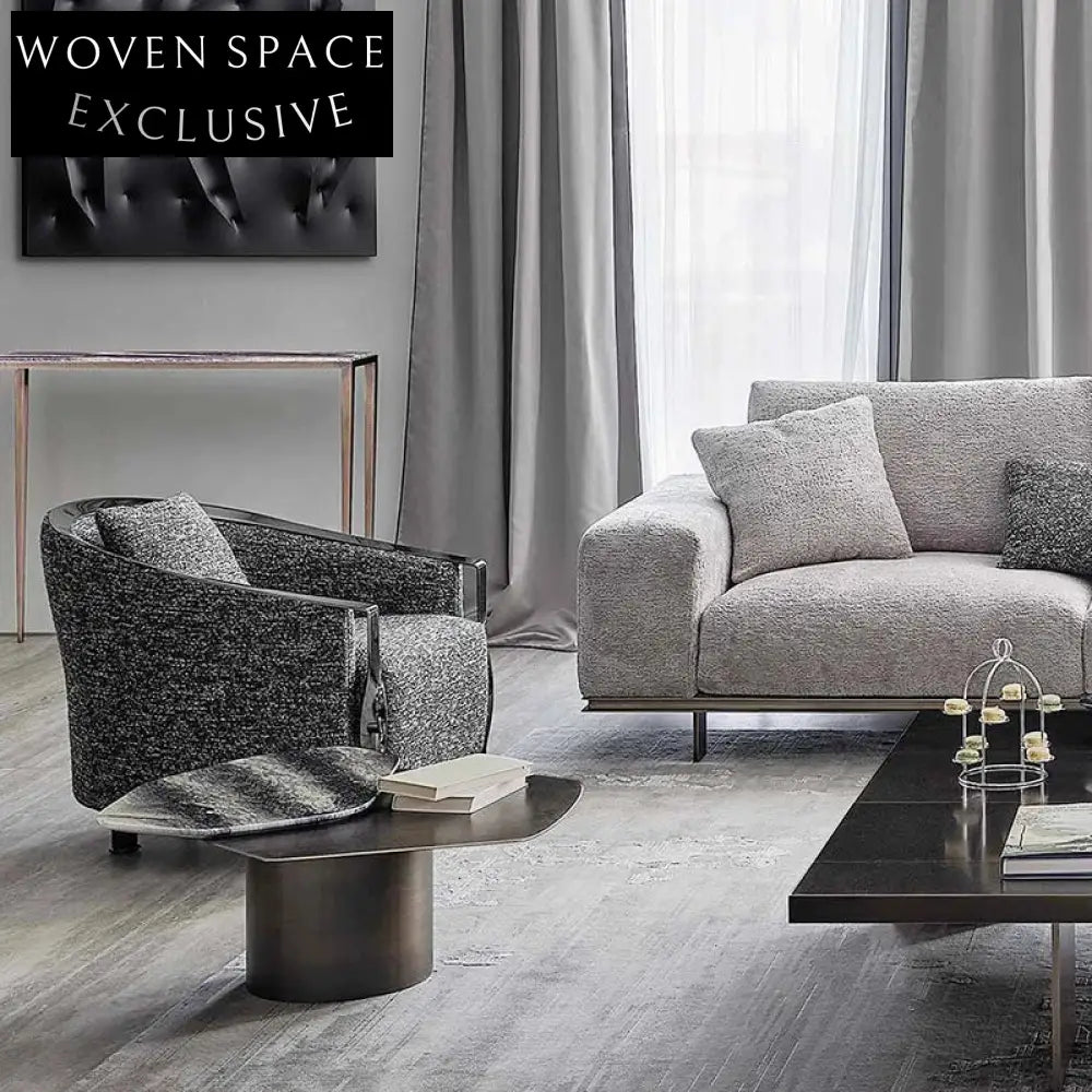 Elegant Italian Natural Marble Stainless Steel Double Top Coffee Table