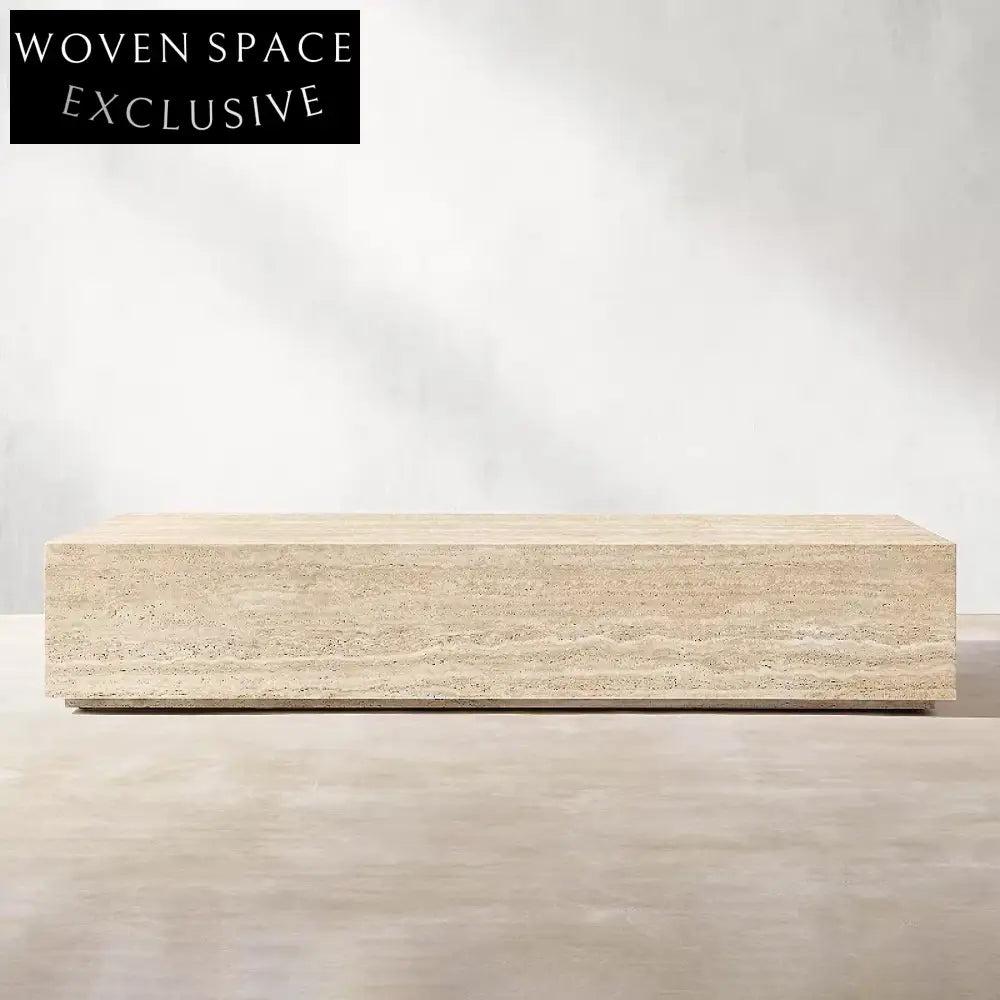 Elegant Italian Natural Stone Rectangle Travertine Living Room Center Coffee Table