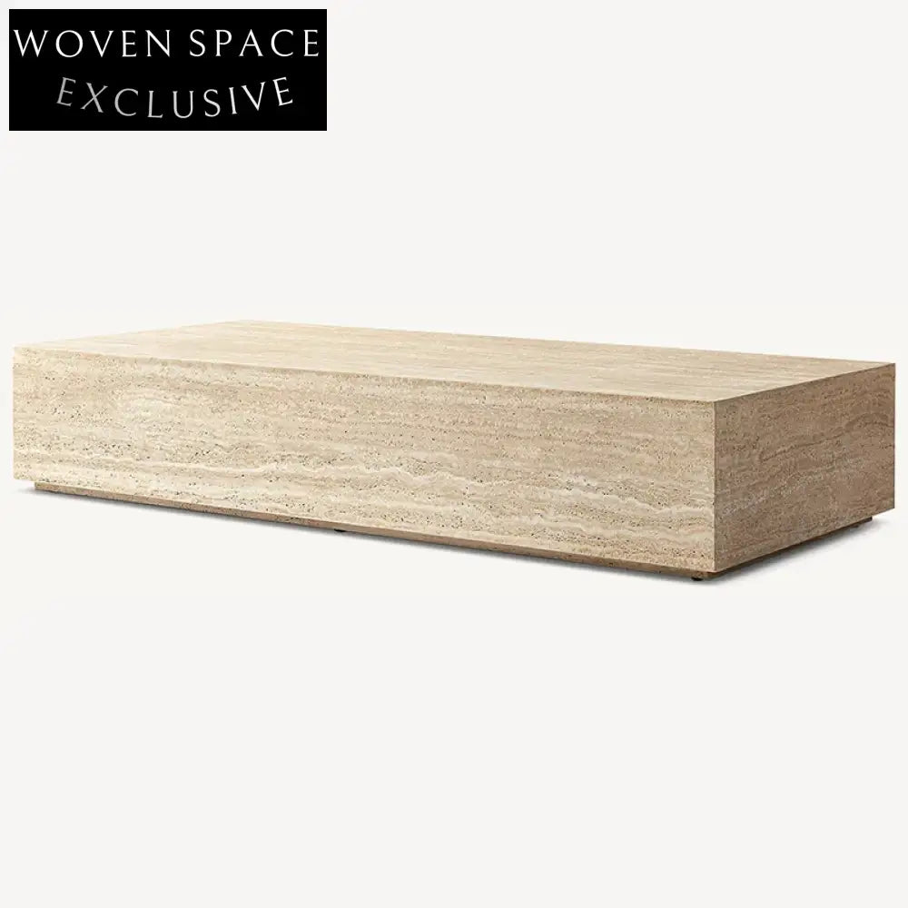 Elegant Italian Natural Stone Rectangle Travertine Living Room Center Coffee Table