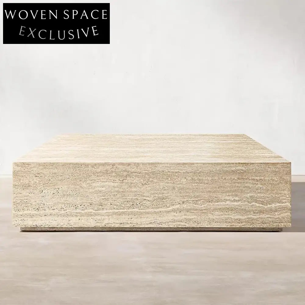 Elegant Italian Natural Stone Rectangle Travertine Living Room Center Coffee Table