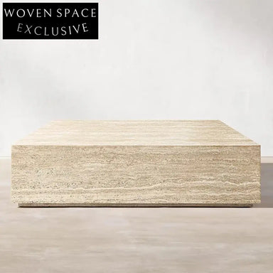 Elegant Italian Natural Stone Rectangle Travertine Living Room Center Coffee Table