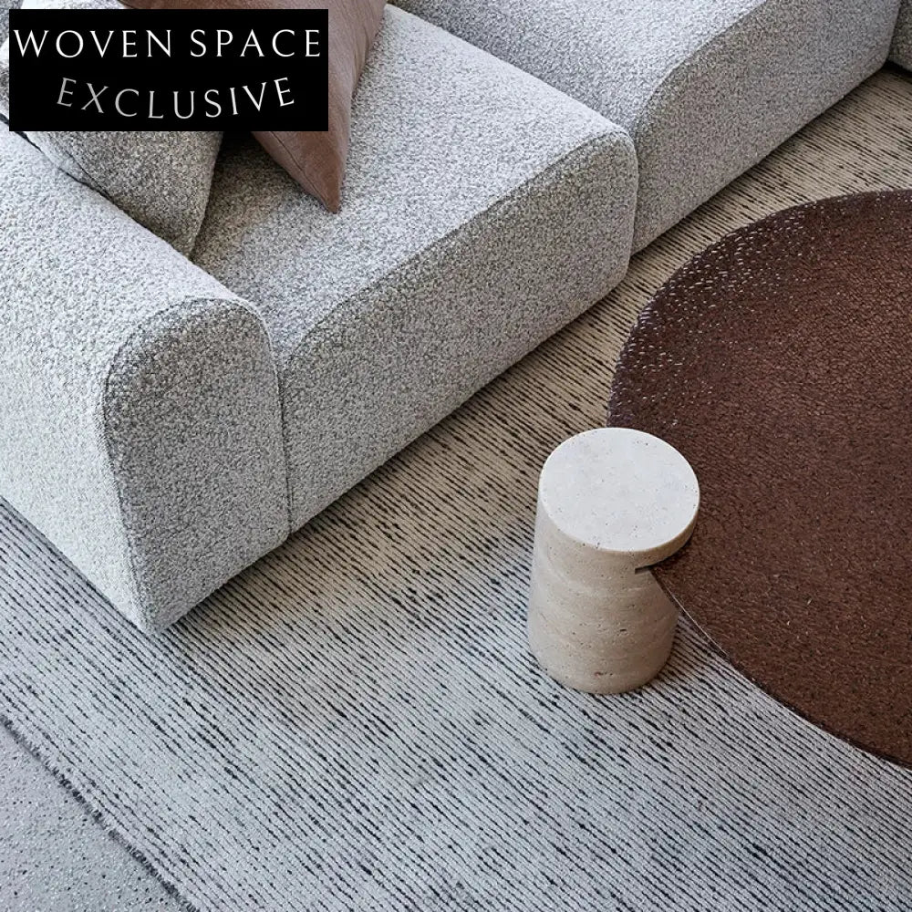 Elegant Italian Round Brown Glass Travertine Stone Sofa Side Coffee Table