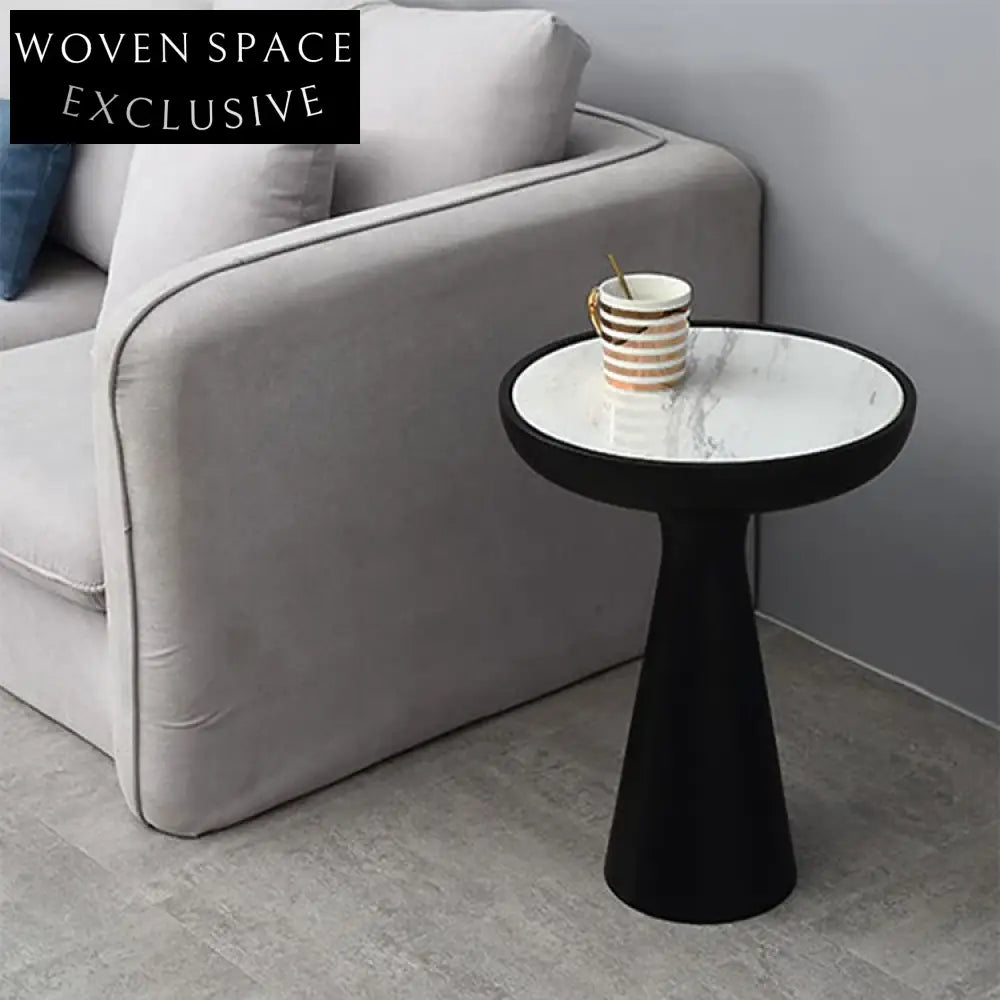 Elegant Italian Round Side Coffee Table, Glass or Marble Top Accent Table