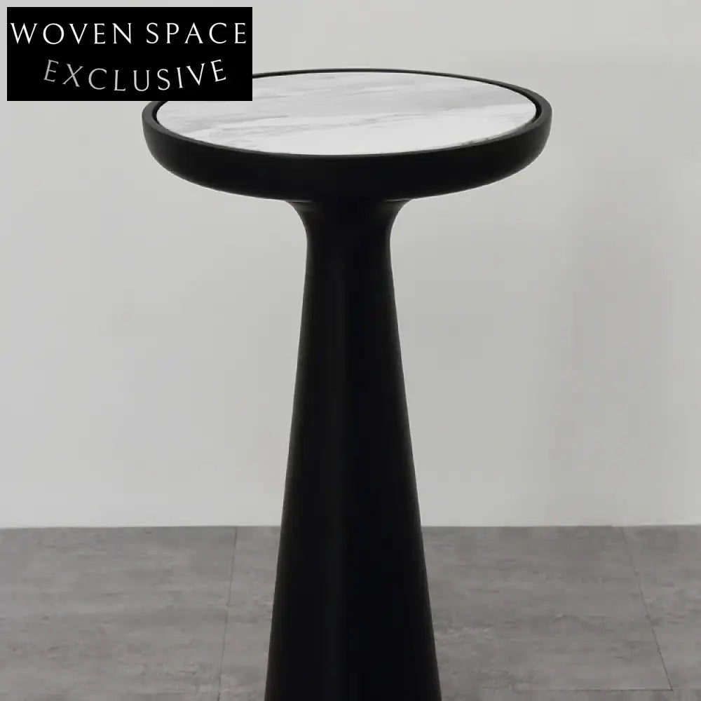 Elegant Italian Round Side Coffee Table, Glass or Marble Top Accent Table