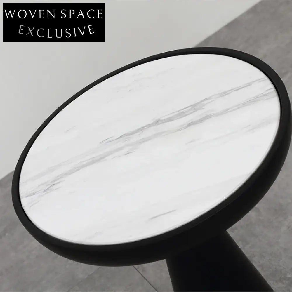 Elegant Italian Round Side Coffee Table, Glass or Marble Top Accent Table