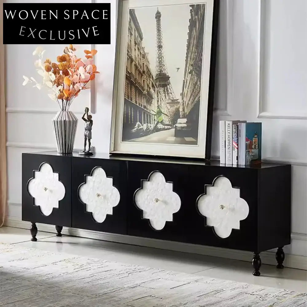 Elegant Italian Solid Wood Display Storage Cabinet