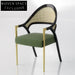 Elegant Italian Solid Wood Rattan Back Fabric Seat Bar Stool