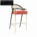 Elegant Italian Solid Wood Rattan Back Fabric Seat Bar Stool