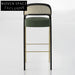 Elegant Italian Solid Wood Rattan Back Fabric Seat Bar Stool