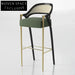 Elegant Italian Solid Wood Rattan Back Fabric Seat Bar Stool