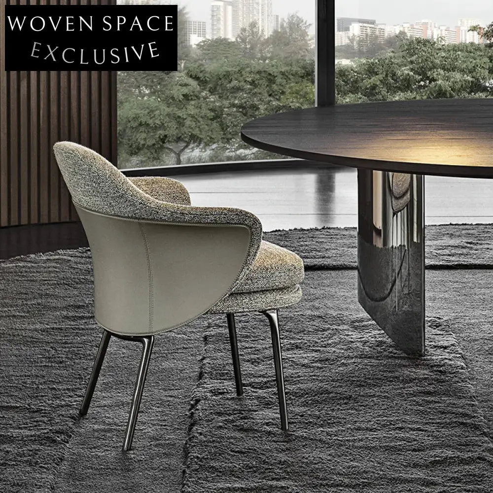 Elegant Italian Style Linen Fabric Titanium Frame Leisure Dining Chair