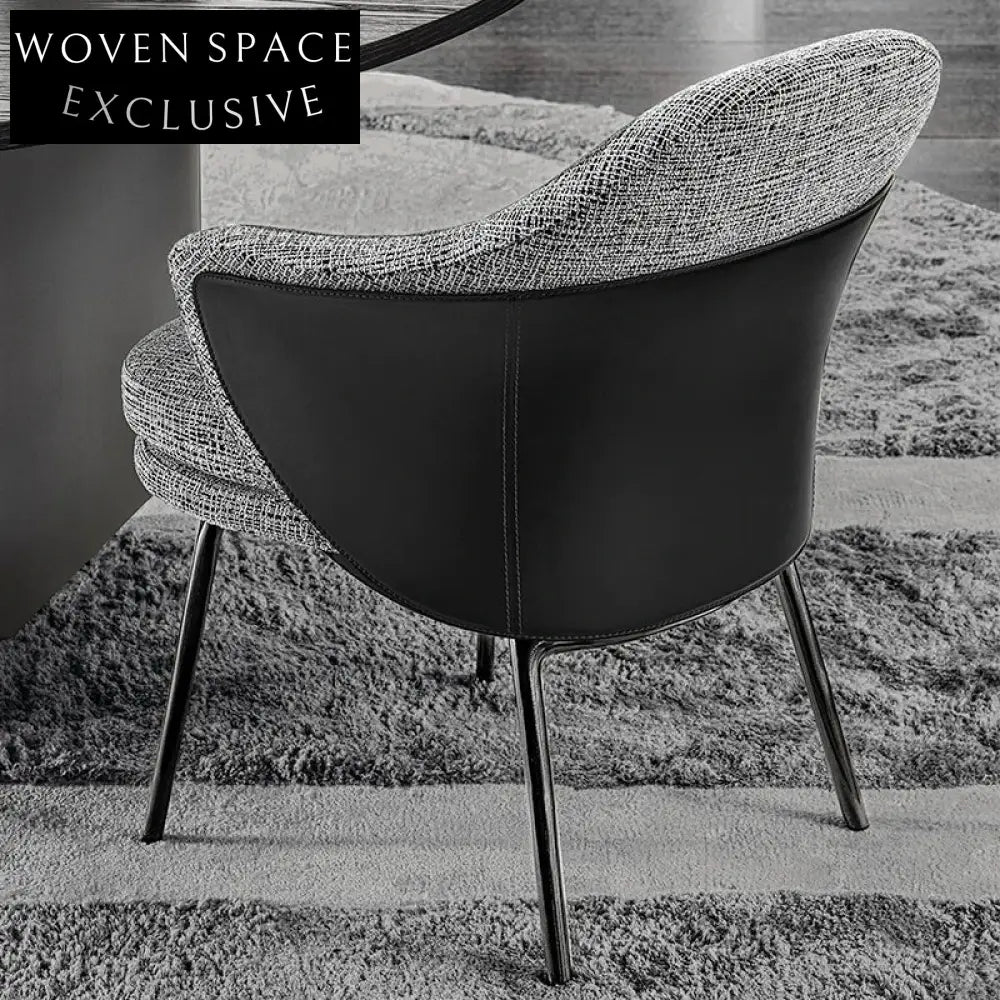 Elegant Italian Style Linen Fabric Titanium Frame Leisure Dining Chair