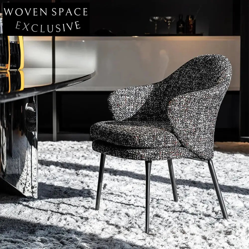 Elegant Italian Style Linen Fabric Titanium Frame Leisure Dining Chair