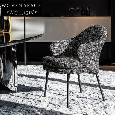 Elegant Italian Style Linen Fabric Titanium Frame Leisure Dining Chair