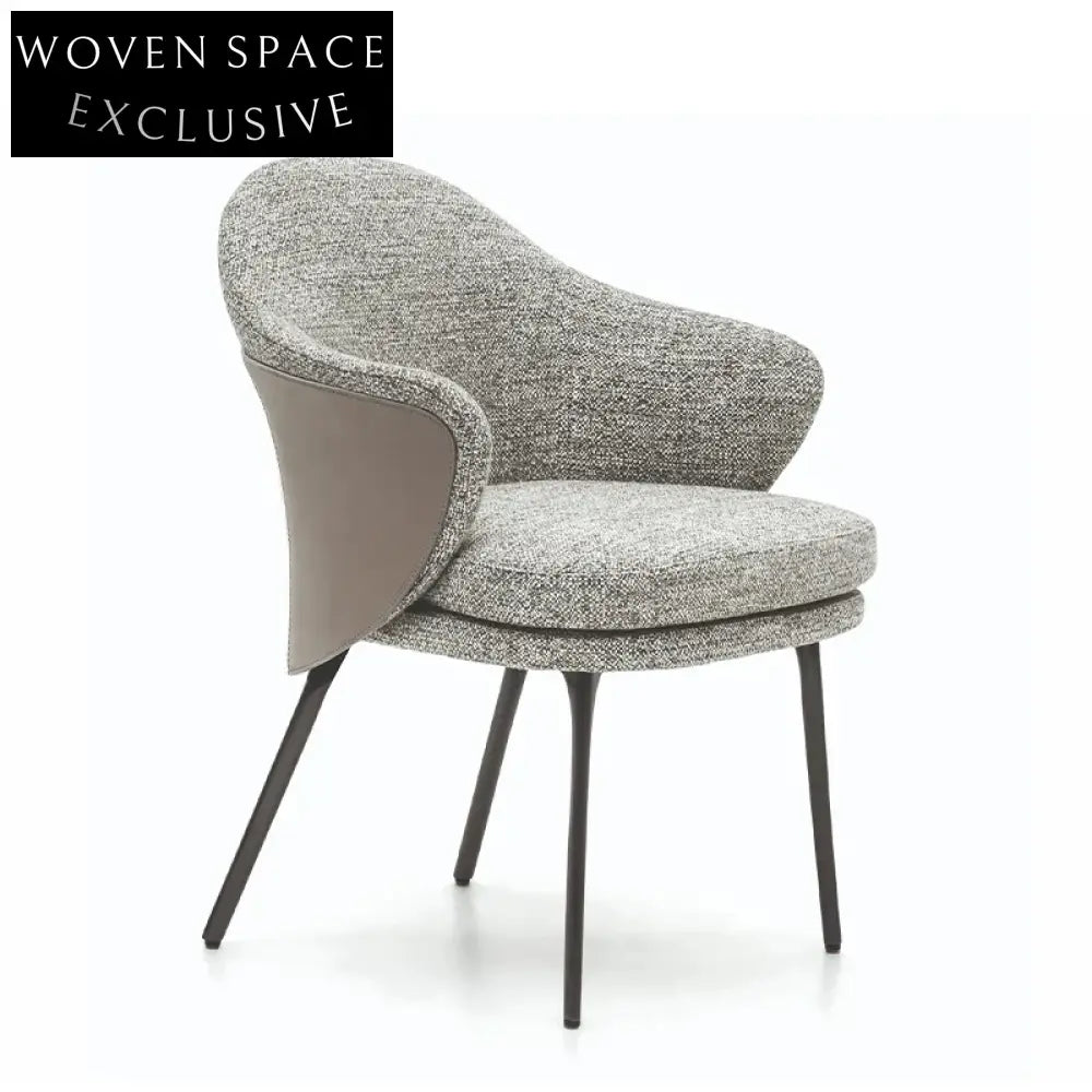 Elegant Italian Style Linen Fabric Titanium Frame Leisure Dining Chair