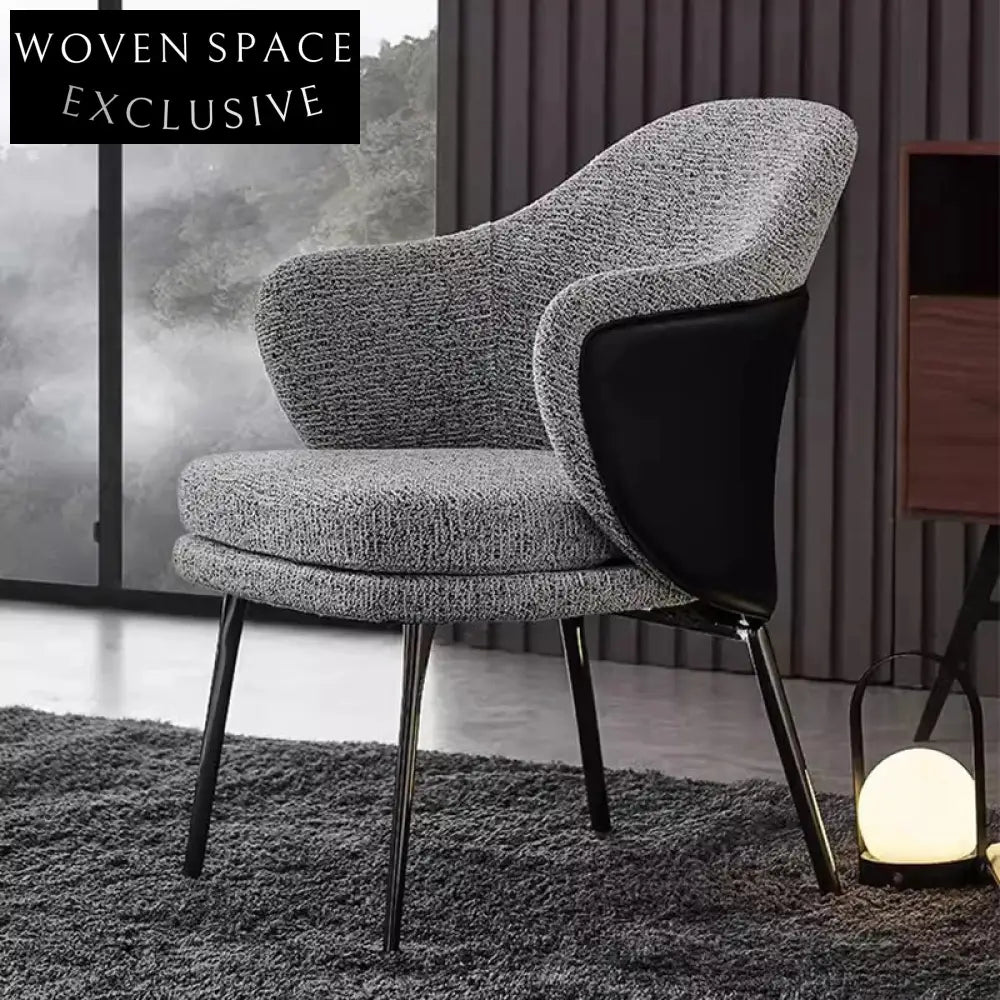 Elegant Italian Style Linen Fabric Titanium Frame Leisure Dining Chair