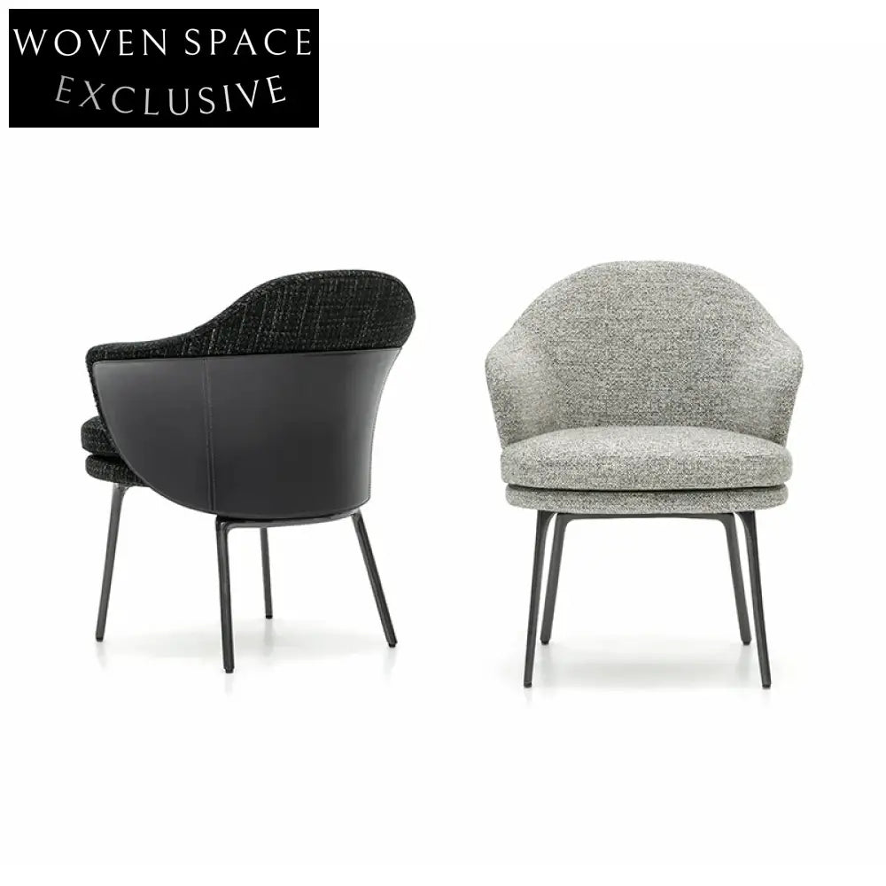 Elegant Italian Style Linen Fabric Titanium Frame Leisure Dining Chair