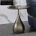 Elegant Italian Style Round Copper Metal Teardrop Accent Side Table