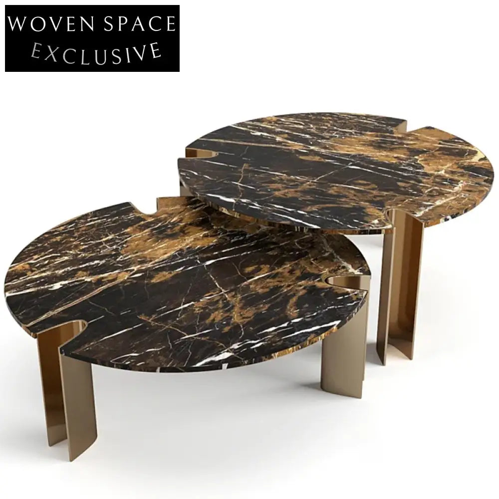 Elegant Italian Style Round Marble Living Room Coffee Table