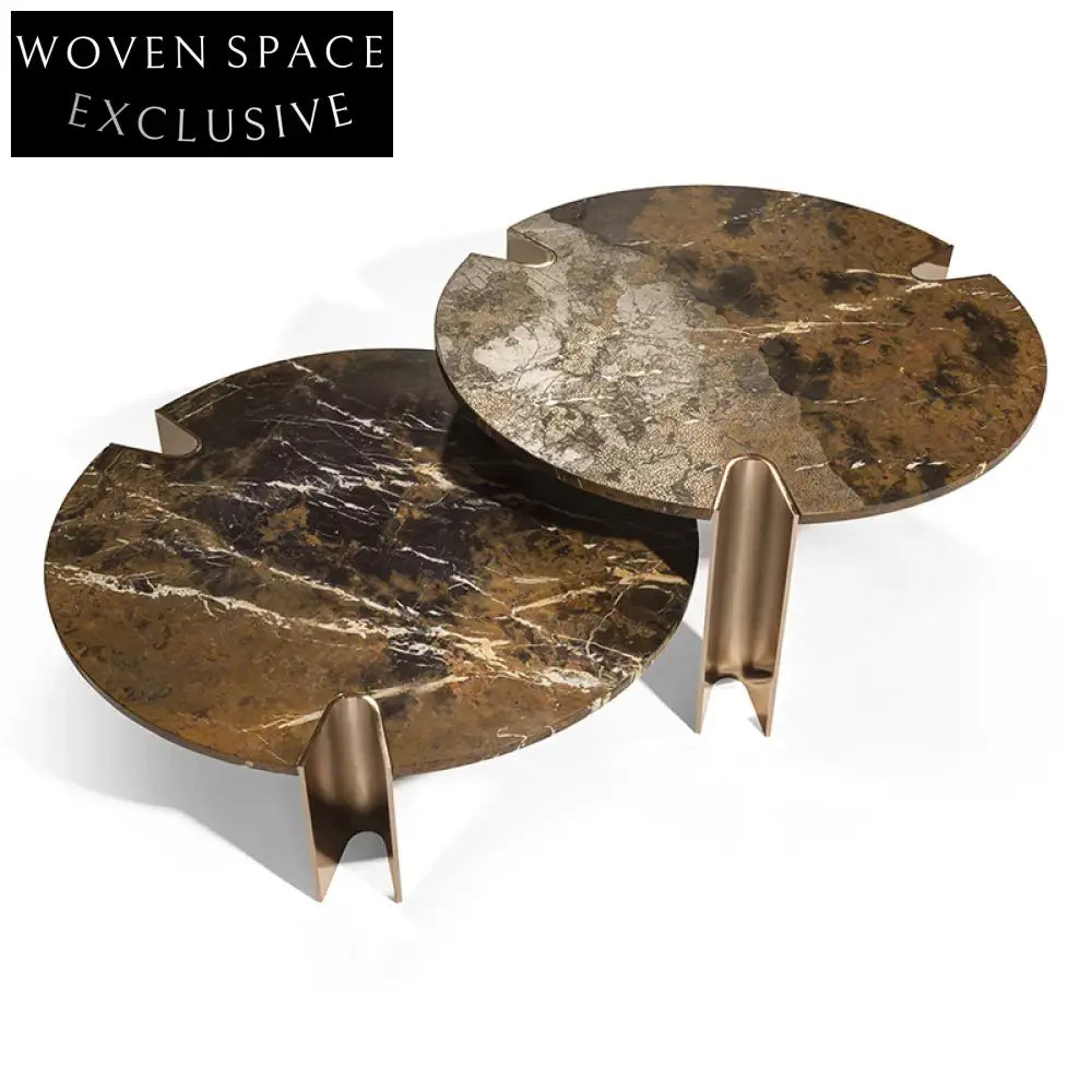 Elegant Italian Style Round Marble Living Room Coffee Table