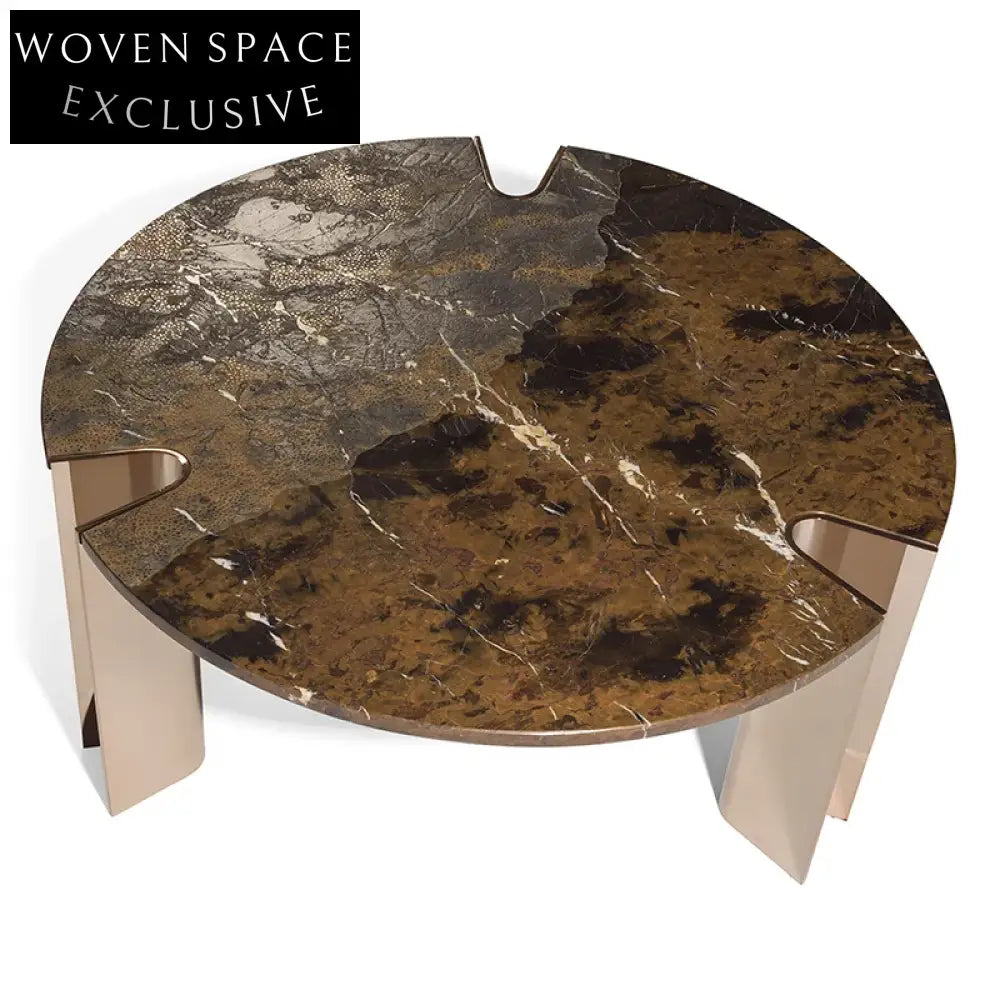 Elegant Italian Style Round Marble Living Room Coffee Table