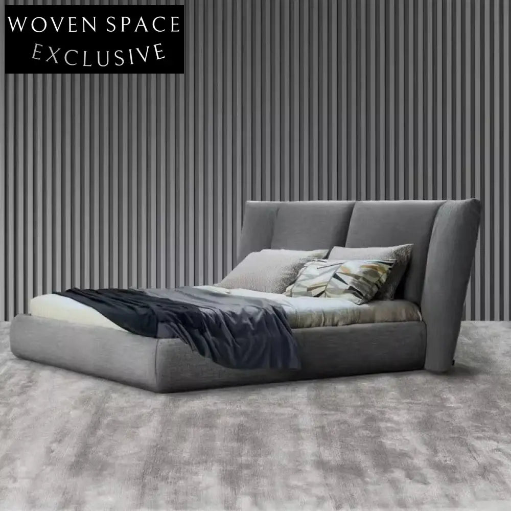 Elegant Italian Style Super King Tufted Upholstered Grand Headboard Bedroom Bed