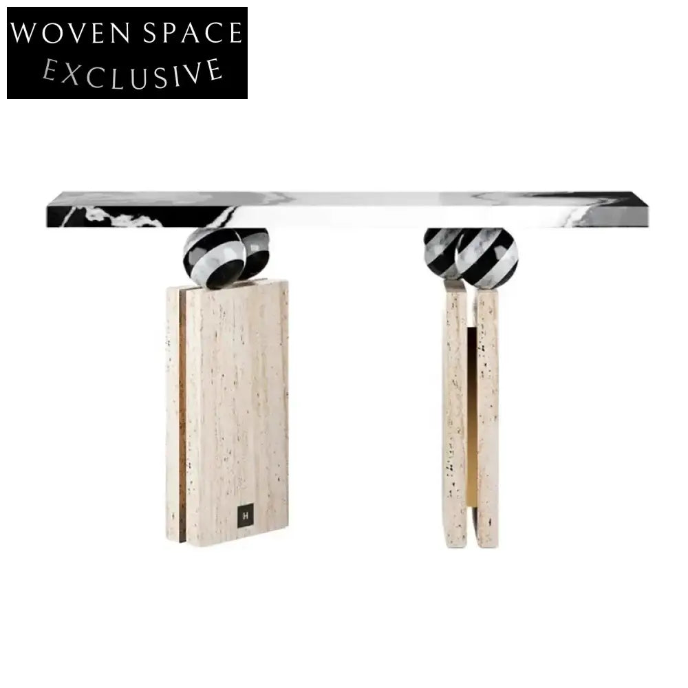 Elegant Italian Travertine Stone Console Table for Modern Entryways and Hallways
