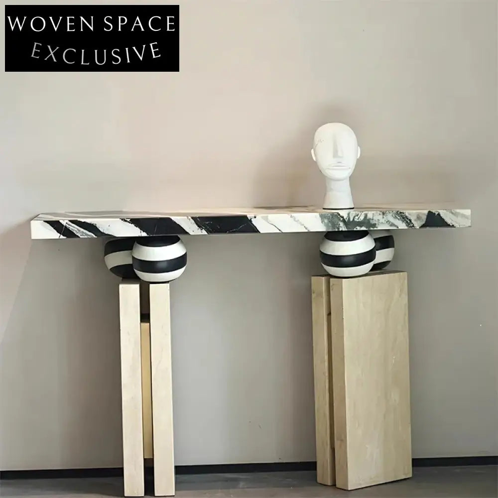 Elegant Italian Travertine Stone Console Table for Modern Entryways and Hallways