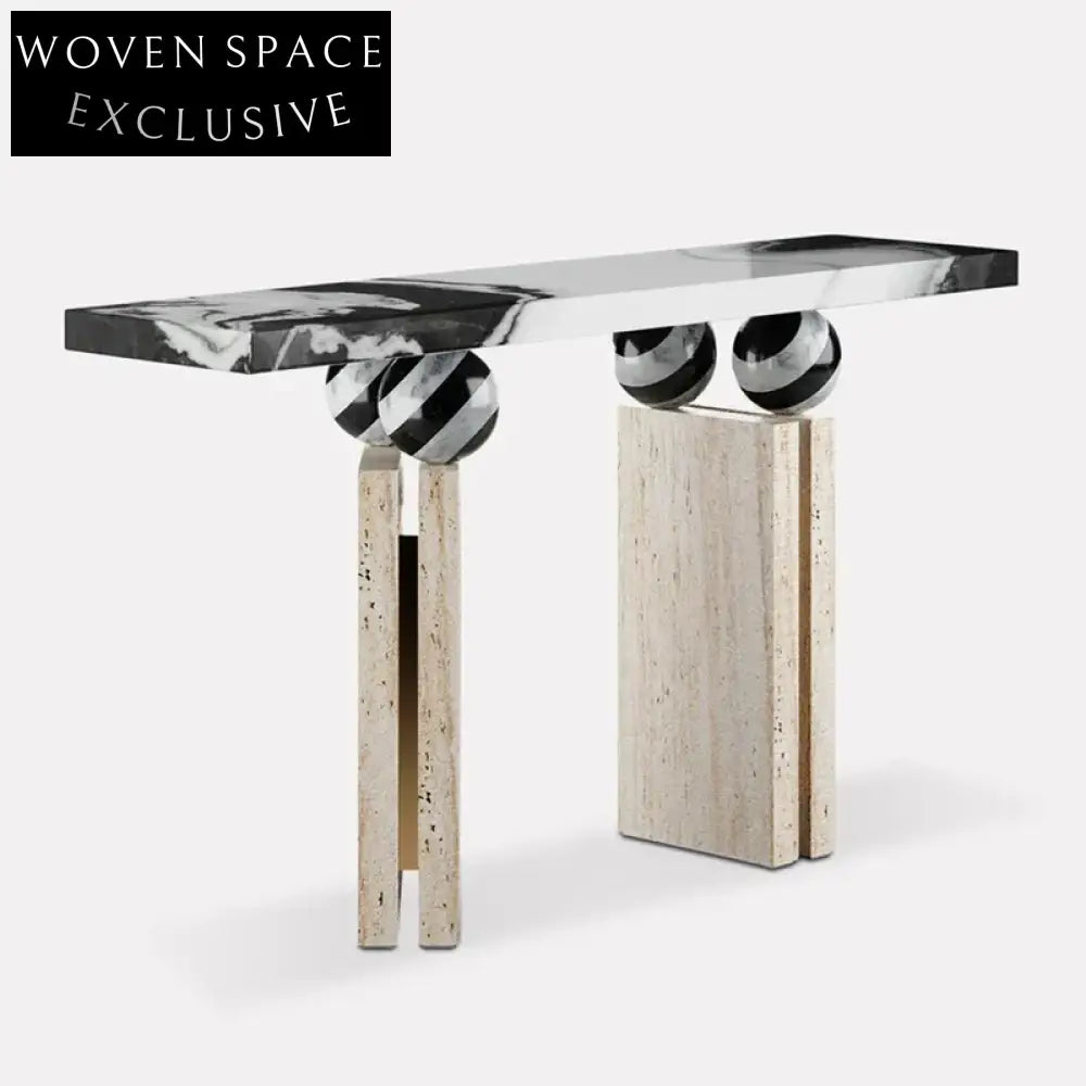 Elegant Italian Travertine Stone Console Table for Modern Entryways and Hallways