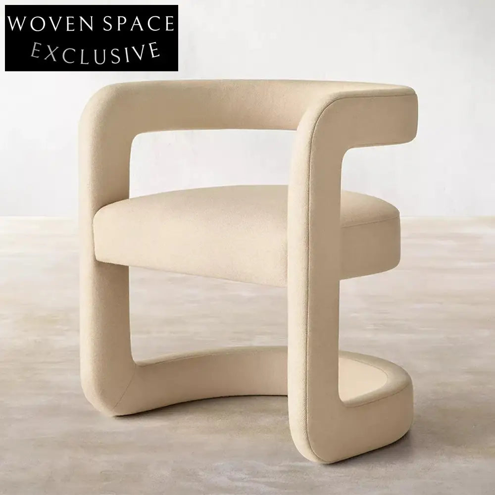 Elegant Italian White Velvet U-Shape Wood Frame Dining Chair for Home