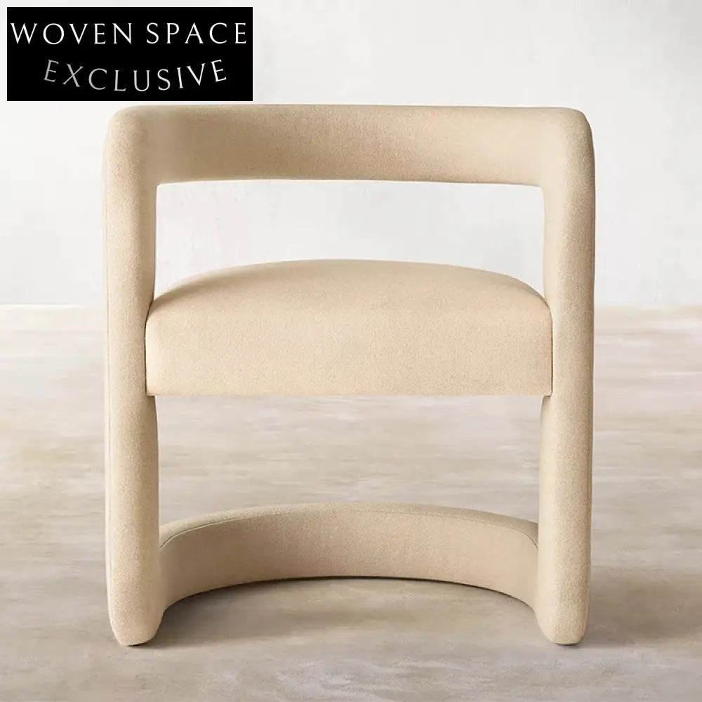 Elegant Italian White Velvet U-Shape Wood Frame Dining Chair for Home
