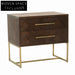 Elegant Italian Wooden Nightstand with Metal Base and Two Storage Drawers