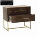 Elegant Italian Wooden Nightstand with Metal Base and Two Storage Drawers