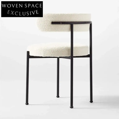 Elegant Ivory Boucle Dining Chair - Modern Metal Frame, Comfortable Chic Design