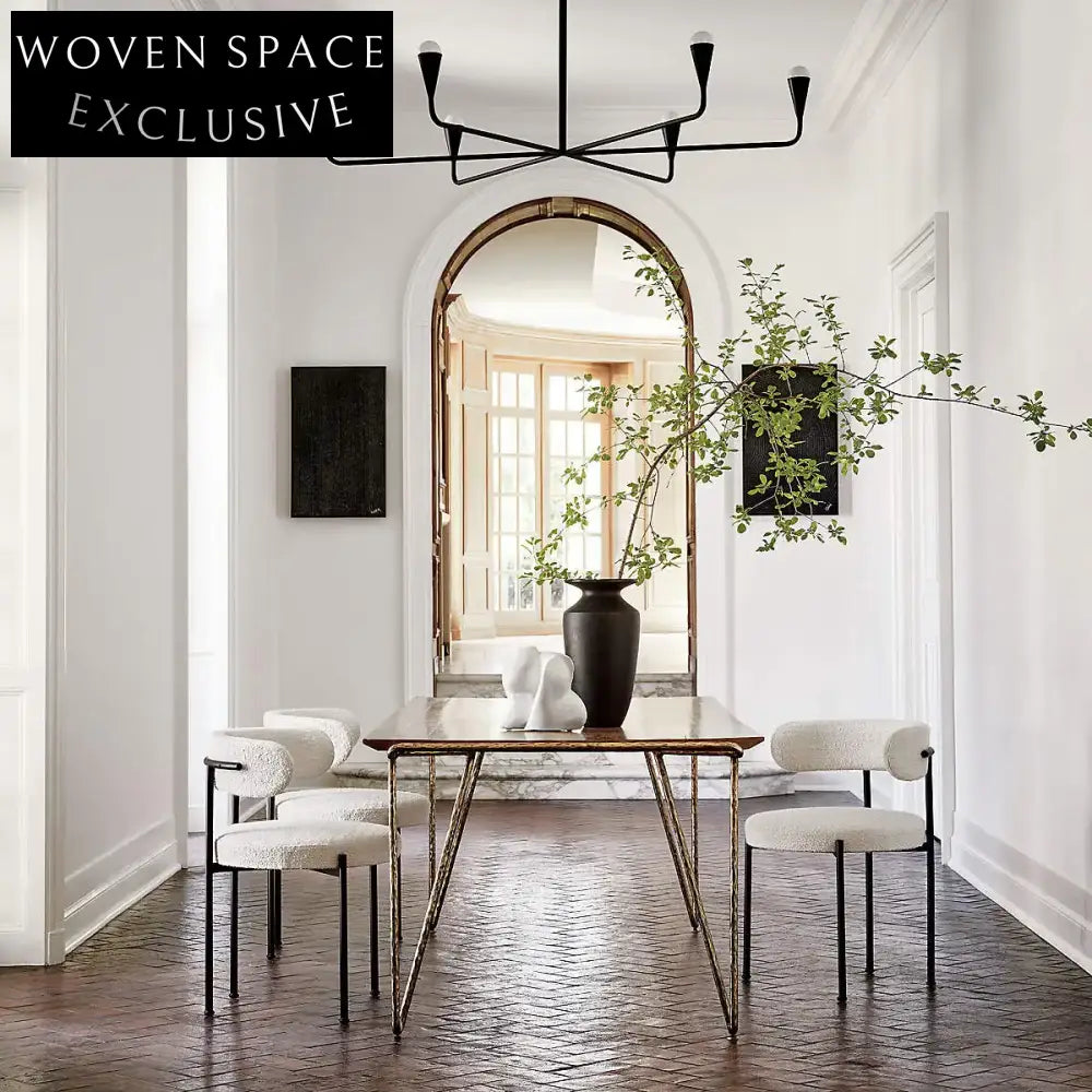 Elegant Ivory Boucle Dining Chair - Modern Metal Frame, Comfortable Chic Design