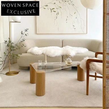 Elegant Japanese Design Triangle Glass Top Living Room Coffee Table