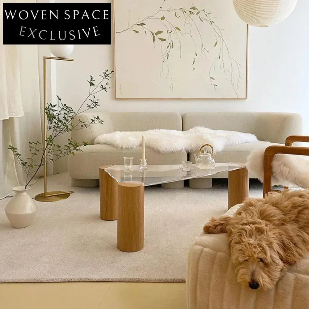 Elegant Japanese Design Triangle Glass Top Living Room Coffee Table