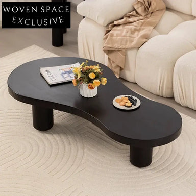Elegant Japanese Style Solid Wood Coffee Table with Unique Organic Shape Design