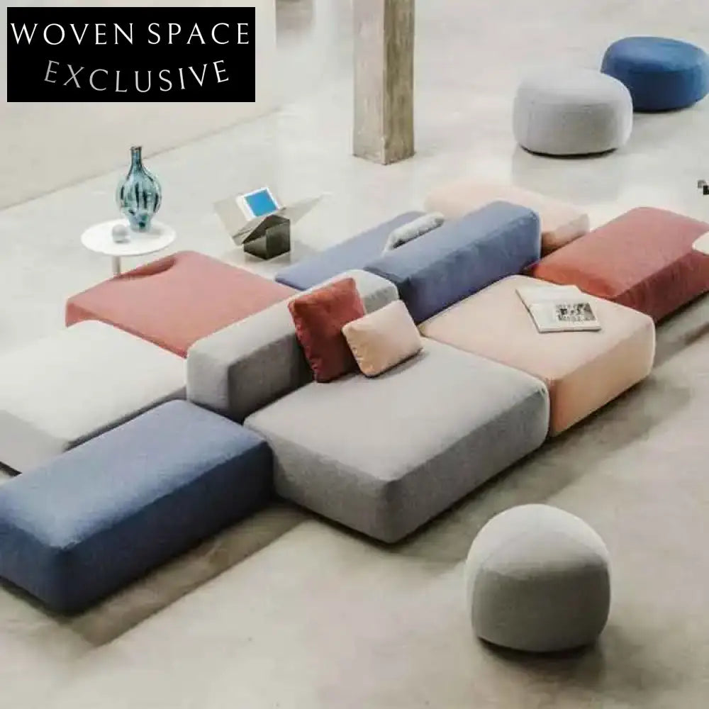 Elegant Japanese Wood Frame Modular Sectional Sofa Soft Linen Fabric Couch