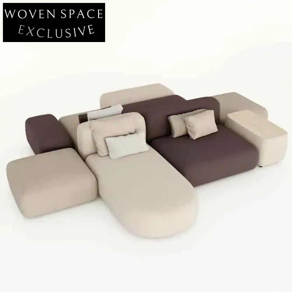 Elegant Japanese Wood Frame Modular Sectional Sofa Soft Linen Fabric Couch