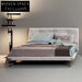 Elegant King Size Bed Frame: High Padded Headboard, Velvet & Leather Upholstery