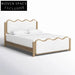 Elegant King Size Solid Wood Bed Frame, Plush Velvet Upholstery Bed