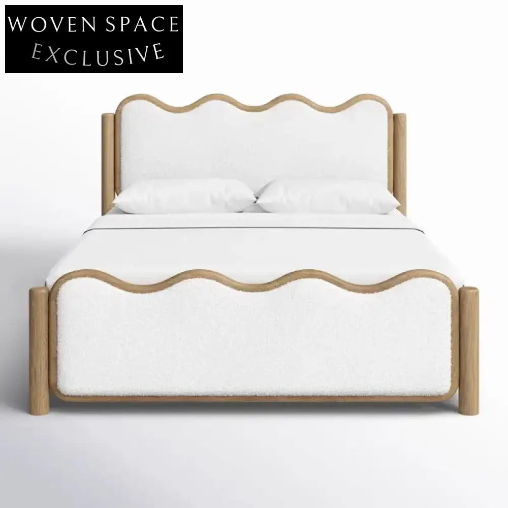 Elegant King Size Solid Wood Bed Frame, Plush Velvet Upholstery Bed