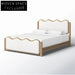 Elegant King Size Solid Wood Bed Frame, Plush Velvet Upholstery Bed