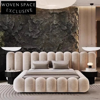 Elegant King Size Velvet Fabric Soft Upholstered Solid Wood Bed Frame