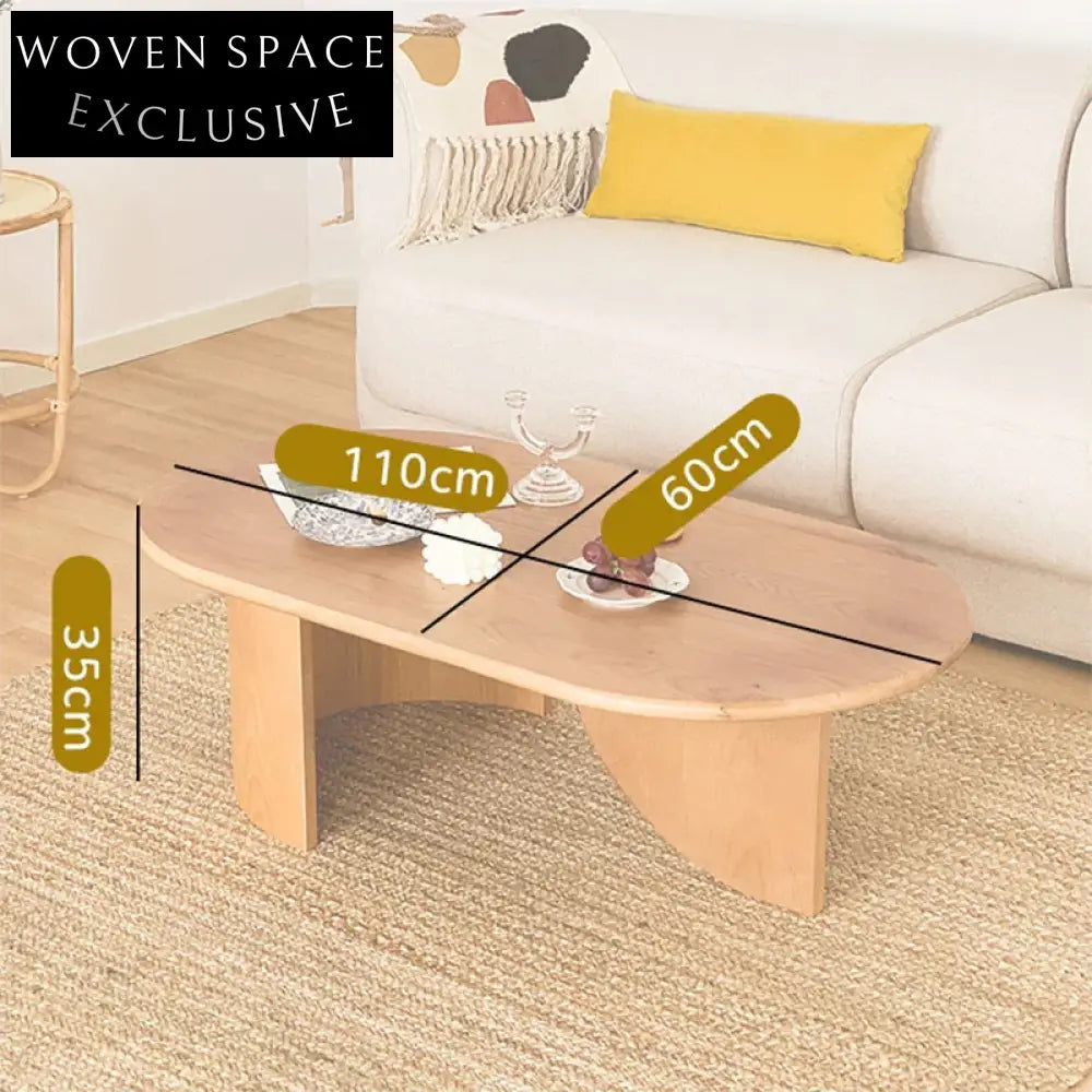 Elegant Korean Style Wooden Oval Center Living Room Coffee Table