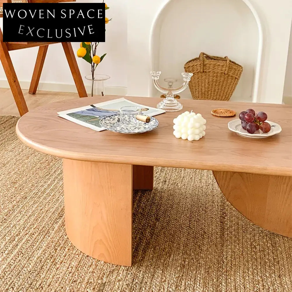 Elegant Korean Style Wooden Oval Center Living Room Coffee Table