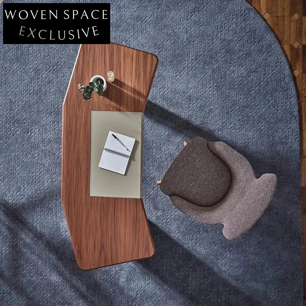 Elegant L-Shaped Walnut Leather Home Office Desk with Integrated Drawer & Mirror