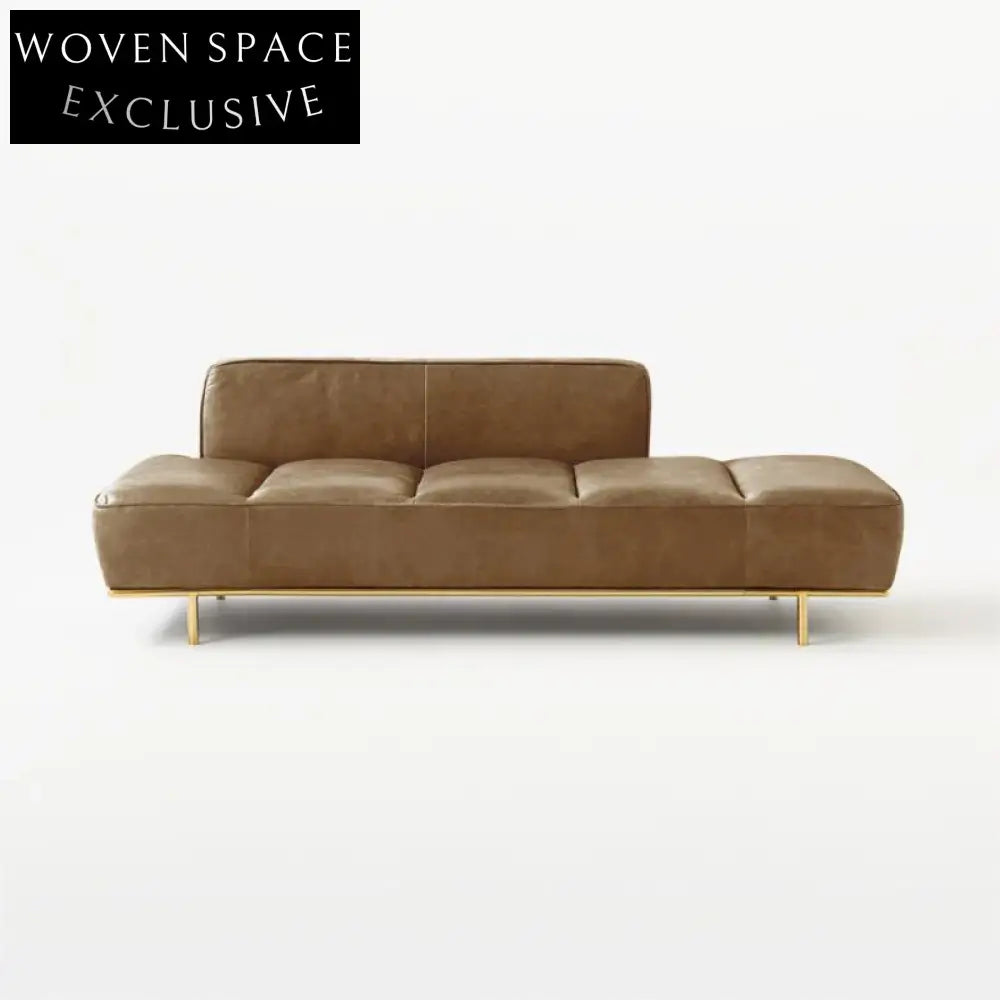 Elegant Leather Sofa Bench Ottoman with Metal Legs for Modern Living Spaces